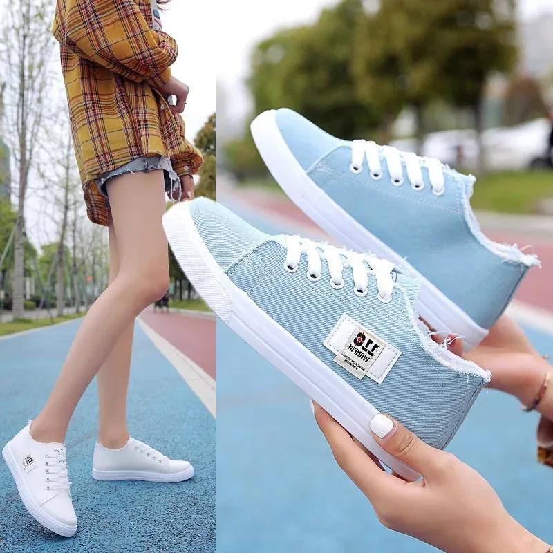 Fashion summer new Canvas shoes for women flat and thick soled shoes version thin version versatile single  student trendy board shoes