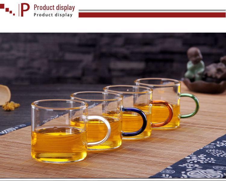 Heat-Resistant Glass Tea Cup with Handle - Household Gongfu Style, Transparent and Thickened for Individual Use
