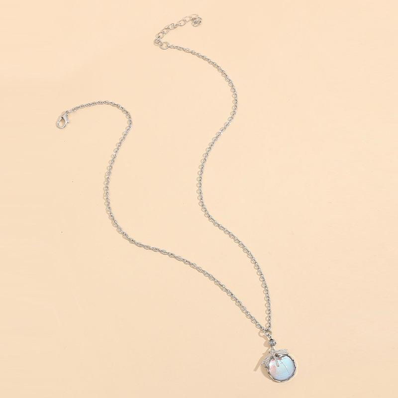 1Pcs Carving Blue Stone Accessories Vintage Bronze Color Dragonfly Women Necklaces And Pendants