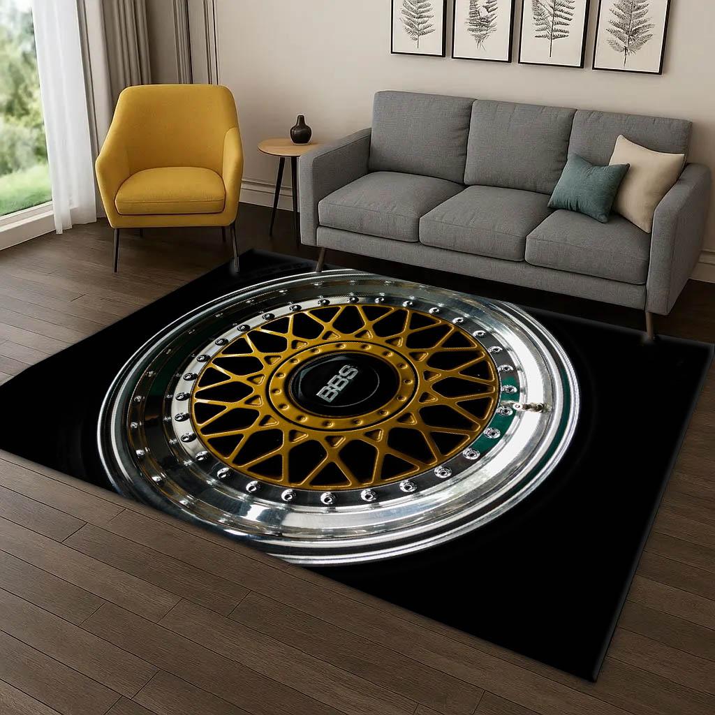 B-BBS Racing Classic Car Cool Motor 3D Print Carpet Rug Art for Room Decor Home Bedroom Gifts Kids Area Rug Non-slip Floor Mat