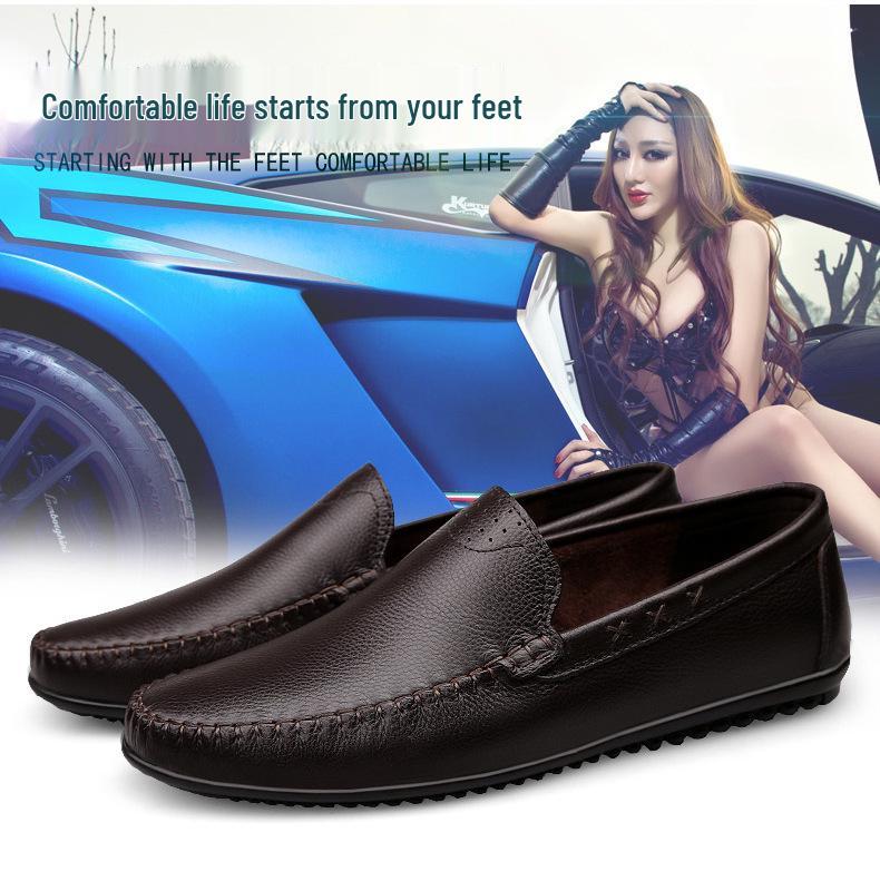 2018 Men's Genuine Leather Casual Non-slip Loafers with Soft Sole Breathable Cowhide