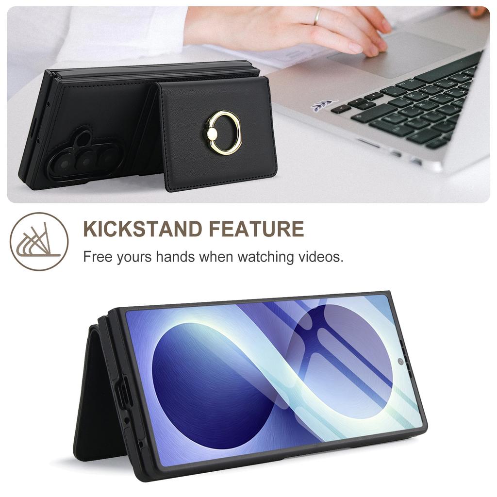 For Samsung Galaxy Z Fold 8 Ultra Fold 7 6 5 4 3 Case, Flip Wallet Case with Card Holder Magnetic Closure Shockproof Kickstand