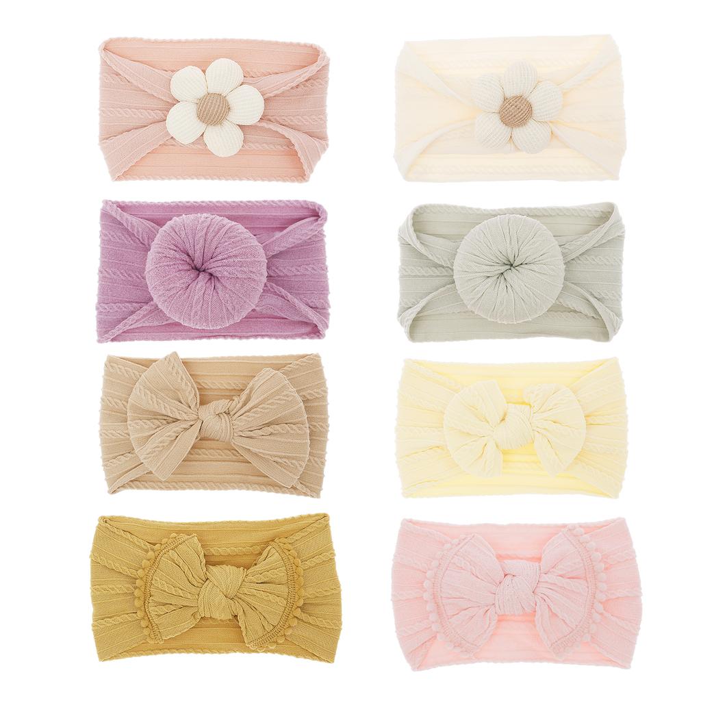 8/16Pcs Baby Headbands Super Stretchy Soft Knot Headbands with Hair Bows Head Wrap Hair Accessories For Newborn Baby Girls