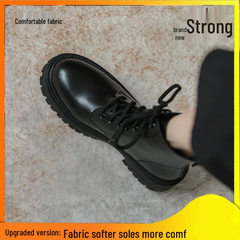 Botins Martin Femininos de Sola Macia, Estilo Britânico 2025, Plataforma Petite, Aumentam a Altura para Outono/Inverno