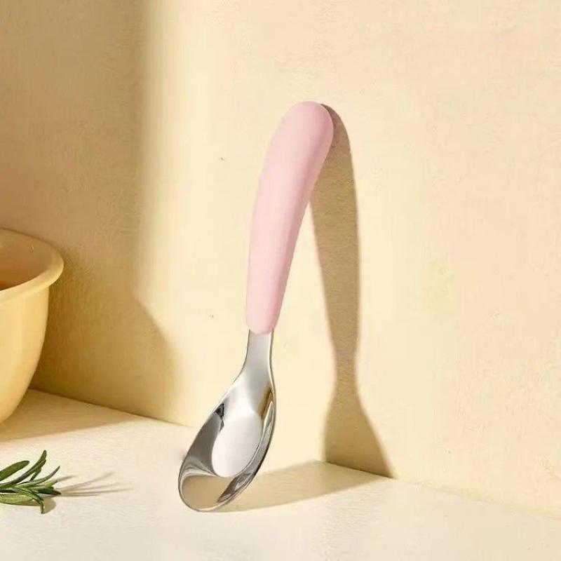 BPA Free Stainless Steel Baby Feeding Spoon Creative Flat Bottom Scoop Easy To Clean for Home Infant Feeding Use