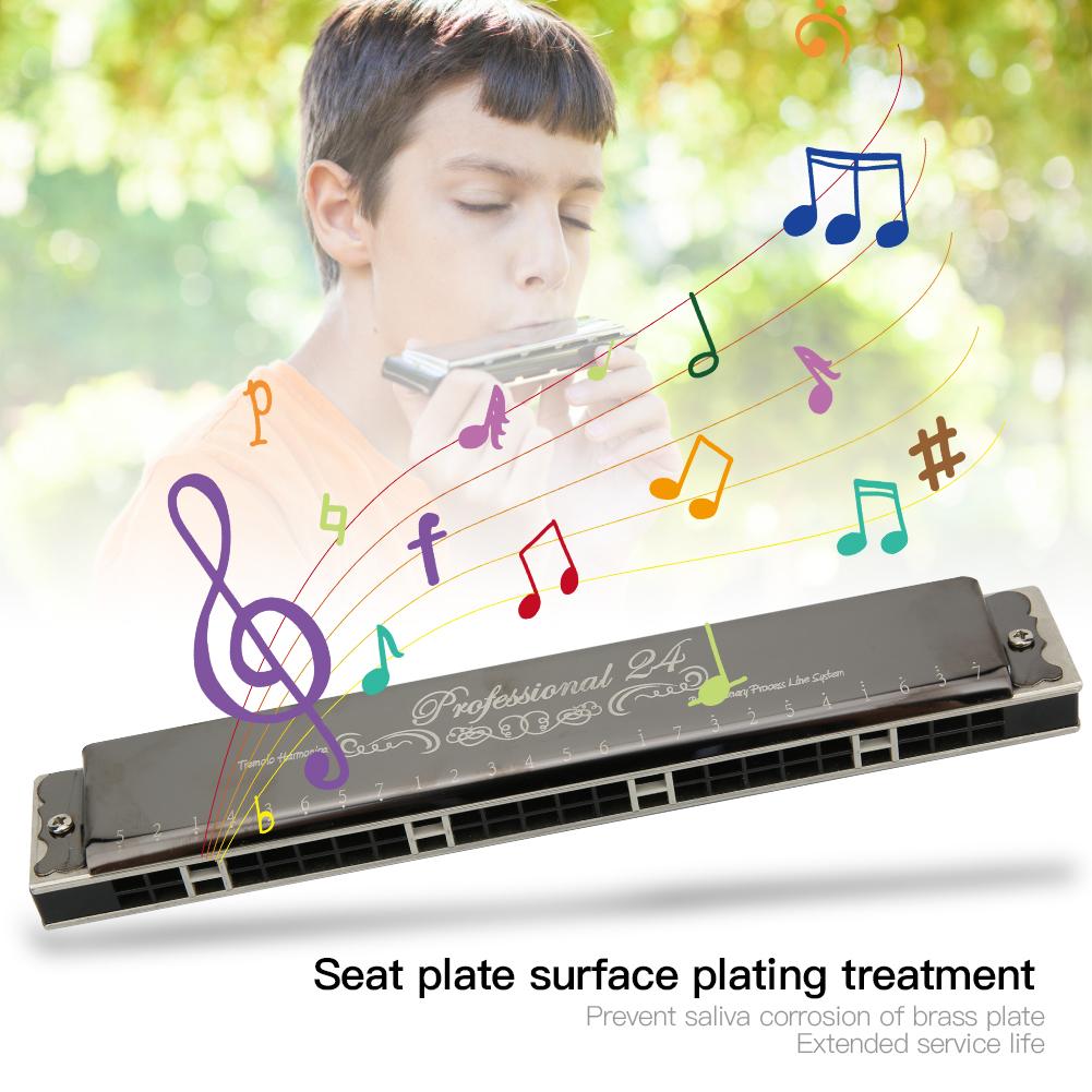 24 Hole Tremolo Harmonica Harp Wind Musical Instrument for Beginner Children Gift