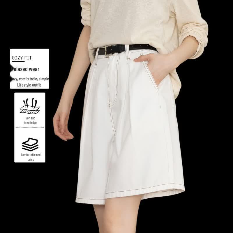 Women s Cool-Feel Wide-Leg Denim Capri Shorts S