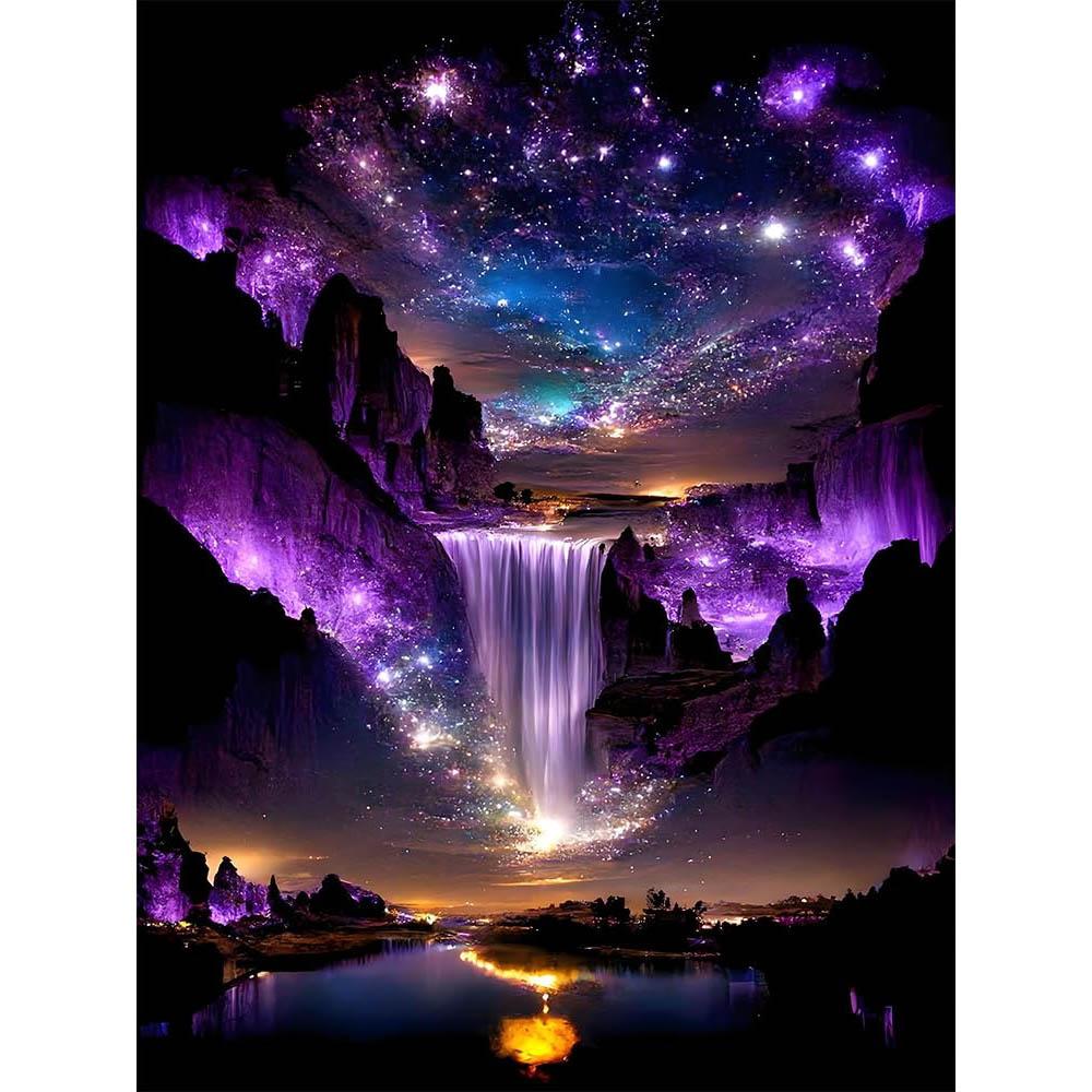 

Набор для рисования 5D «Фиолетовый водопад» с полным бриллиантовым покрытием, панорамная картина-мозаика, поделка для самостоятельного изготовления с украшением из круглых страз, настенное украшение для дома Round 20x30cm