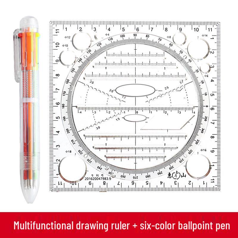 Multifunctional Geometric Drawing and Circle Template Ruler