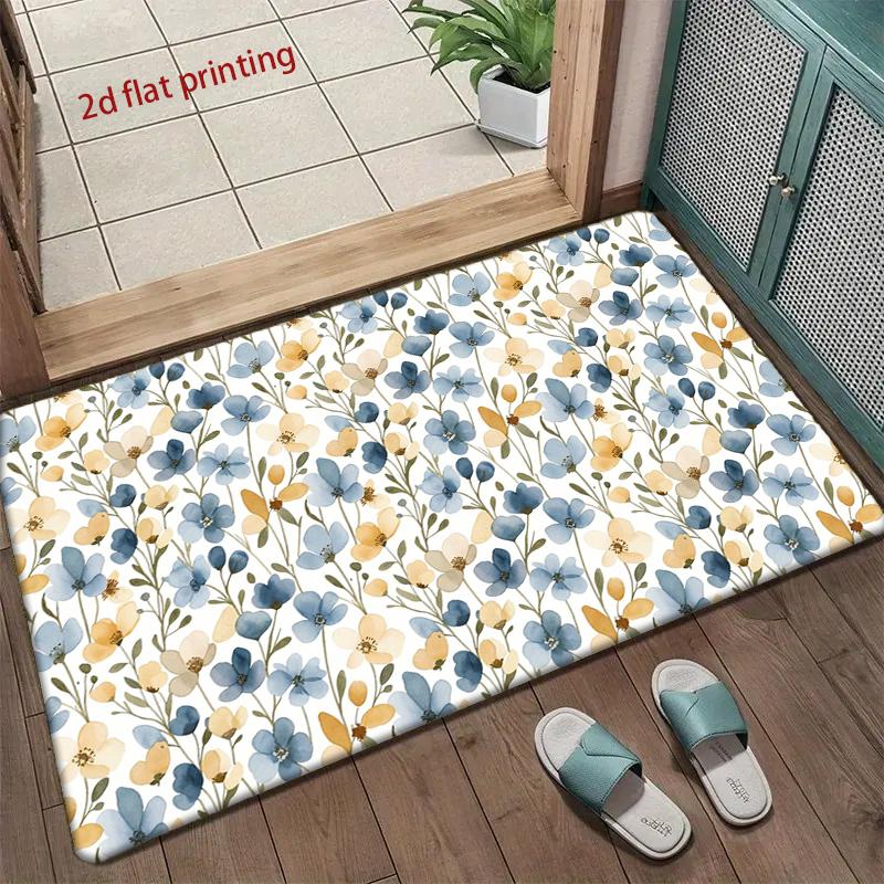 Watercolor Floral Mats Living Room Decoration Home Sofa Non-Slip Carpet Study Bedroom Tatami Children'S Soft Floor Mat