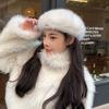 Ladies White Rabbit Fur Hat Winter Beret Autumn and Winter Versatile Trendy Retro Bud Hat
