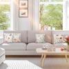 Set of 4 Spring Floral Throw Pillow Covers 18x18 Inches,Soft Linen Cushion Cases with Wildflowers Plants and Butterfly Garden Design for Couch Sofa