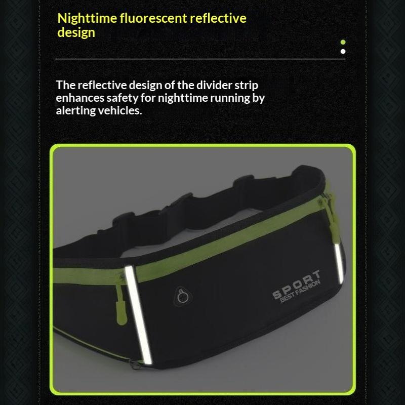 Slim Reflective Waterproof Sports Waist Bag With Headphone Hole Lightweight Portable Design Ideal For Running & Outdoor Sports
