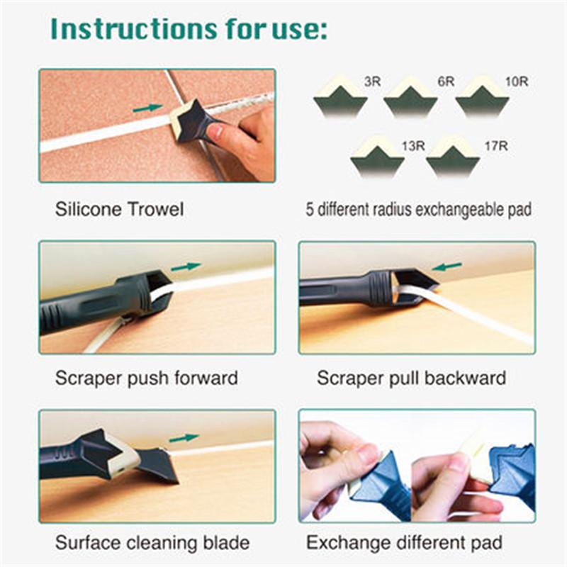 Kreatives Multifunktions-Silikon-Entferner-Kitt-Finisher-Dichtstoff Glatter Schaber Fugen-Kit Handwerkzeuge Kunststoff-Dichtstoff-Kelle