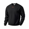 Men's Crew Neck Sweatshirt Solid Color Long Sleeve Pullover Top with Small Chest Label Casual Loose Fit Daily Wear Sweatshirt