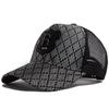 R Embroidered Plaid Leather Patch Baseball Cap - Unisex Mesh Sun Hat for Summer Casual & Hip Hop Style