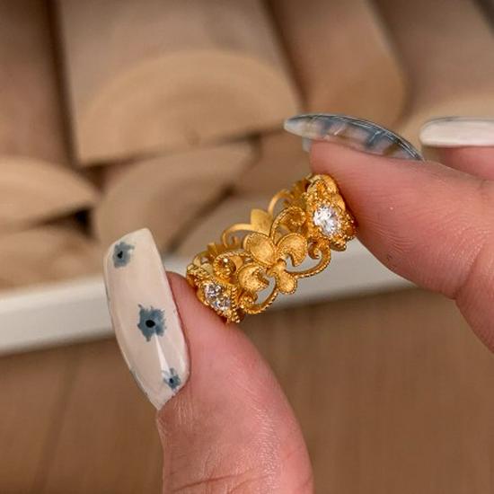 Vintage Italian-Style Light Luxury S925 Sterling Silver Iris Flower Ring