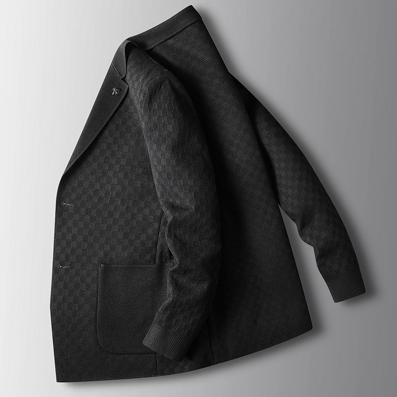 Autumn and Winter New Knitted Shaker Single West Light Luxury Business Convenience Black Suit Jacket
