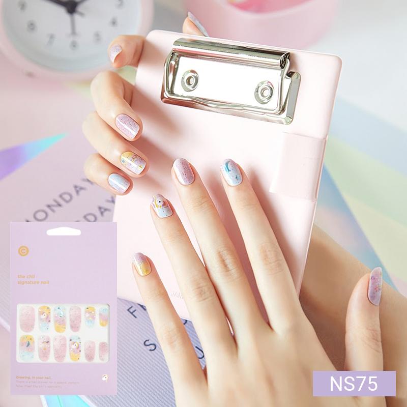 Cute Pastel Nail Stickers 24pcs | Press-On Strips, Bunny, Bear&Star Designs, Easy Peel