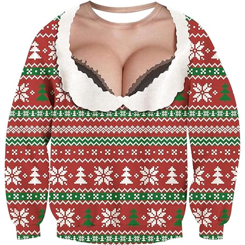 Christmas Ugly Sweater Funny Muscle Pattern Sweatshirts For Men New Fashion Pullover Party Cosplay Costume Xmas Gift