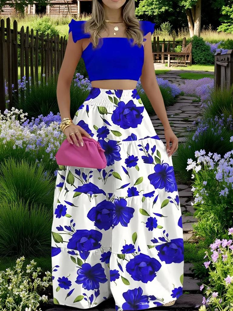 Sommer 2026 Europäisches und Amerikanisches grenzüberschreitendes neues Temperament sexy einfarbig mittlere Taille Träger großes Schwingen zweiteiliges Anzugkleid