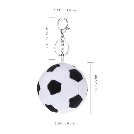 PACKOVE Soccer Ball Key Chain Plush Toy Sports Keychain Bag Charm for Women Boys Gift 3.5 Inch Lightweight 50G