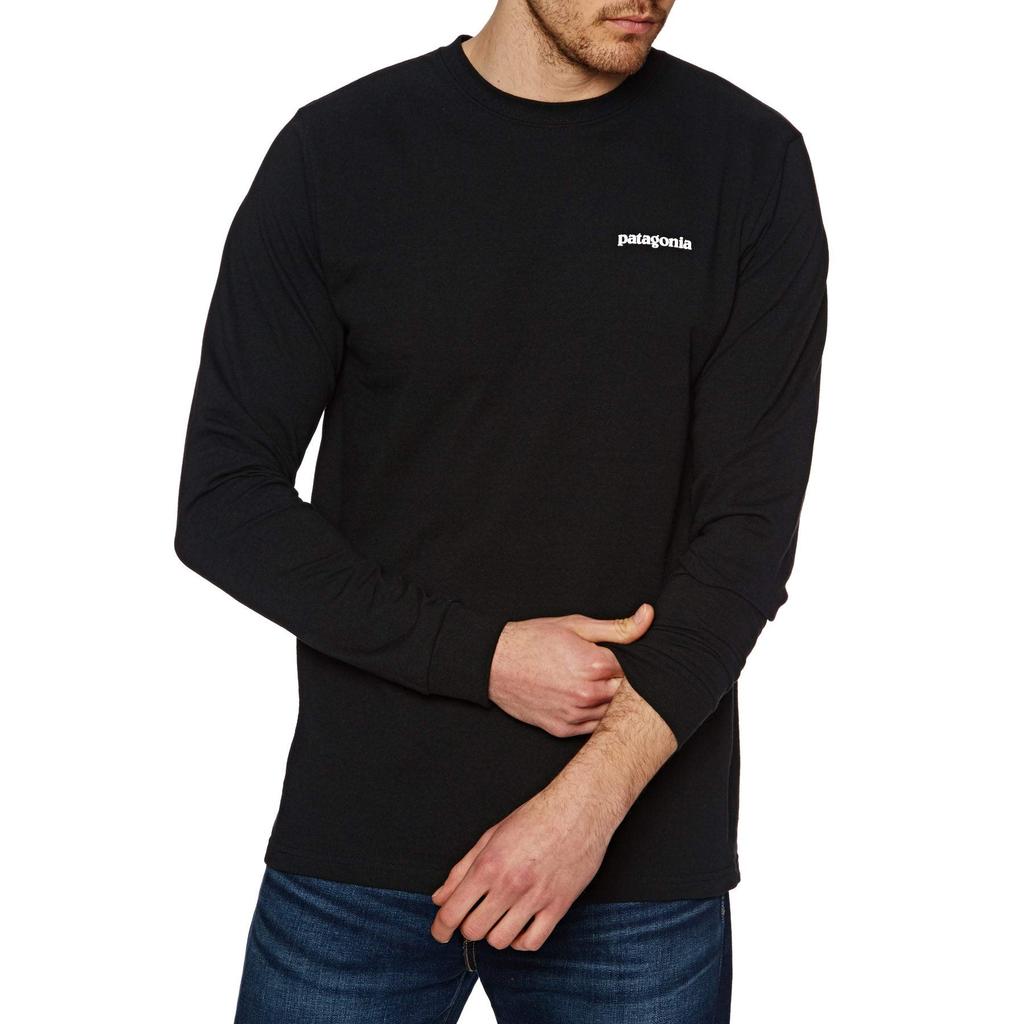 Patagonia Logo Responsibility Long Sleeve Size 39161 Men's P-6 T-Shirt, M, Black,