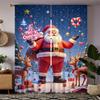 2pcs- Christmas Santa Claus Christmas Tree Pattern Printed Curtains   Christmas Decorations   Home Decorations   Room Decorations