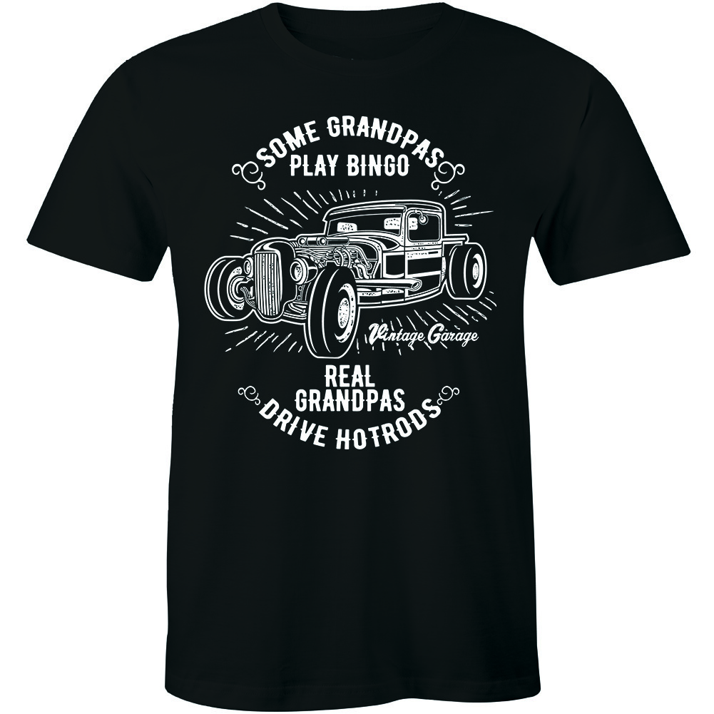 Some Grandpas Play Bingo Real Grandpas Drive Hotrods with 80s Car Men s T-shirt XL