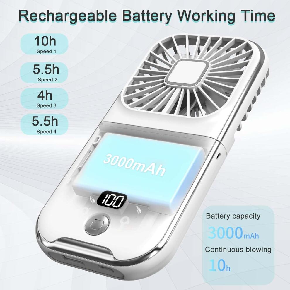 Tragbarer Ventilator, Tragbarer Mini-Ventilator, Handventilator, Kleiner persönlicher Ventilator mit 4 Geschwindigkeiten, Handventilator, 180° wiederaufladbarer leiser USB-Ventilator für draußen, Reisen