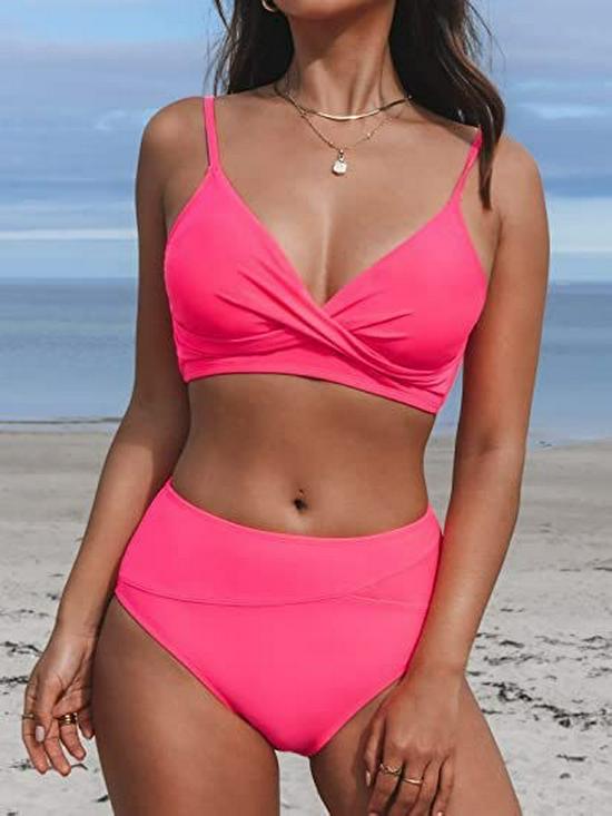 2023 Best-Selling Women's V-Neck High-Waisted Twist Bikini with Adjustable Straps