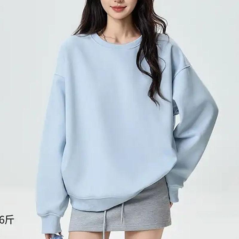 Autumn Winter New Solid Color Sweatshirt Women's Simple Loose Versatile Pullover Bottoming Long-sleeved Top