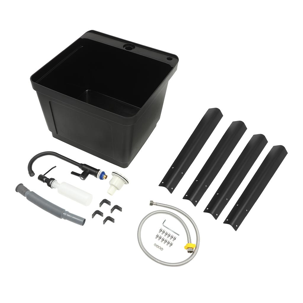 Freestanding Laundry Sink with Faucet, Large Deep Basin, 360° Swivel Tap, Quick Drain, for Utility Room, Garden, Pet Wash