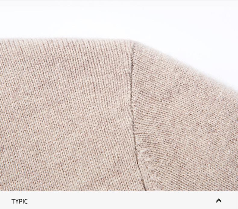 Men's Thickened 460g Cashmere Wool Sweater with Zipper, Half-High Collar, Warm Knitwear for Autumn/Winter.
