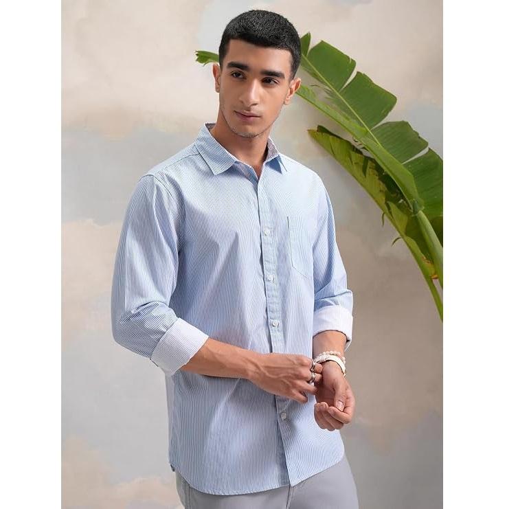 Men's Cotton Striped Shirt, Regular Fit