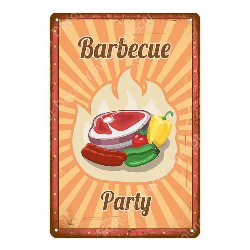 

Металлические вывески для барбекю в Техасе, семейный день, гриль, вечеринка, плакат, стейк-хаус, еда, мясо, барбекю, настенная табличка для паба Kicken, домашний декор YJ075 20x30cm