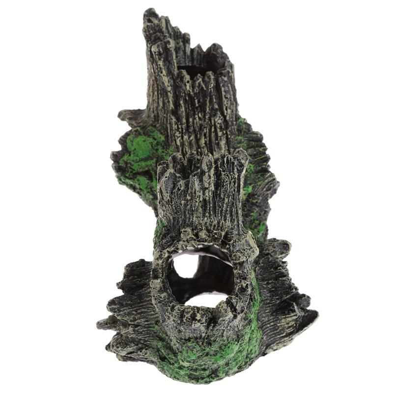 Aquarium Hollow Log Decor Multifunction Resin Fish Hiding Cave Non-toxic Aquarium Decoration for Fish Tank Aquarium Accessories