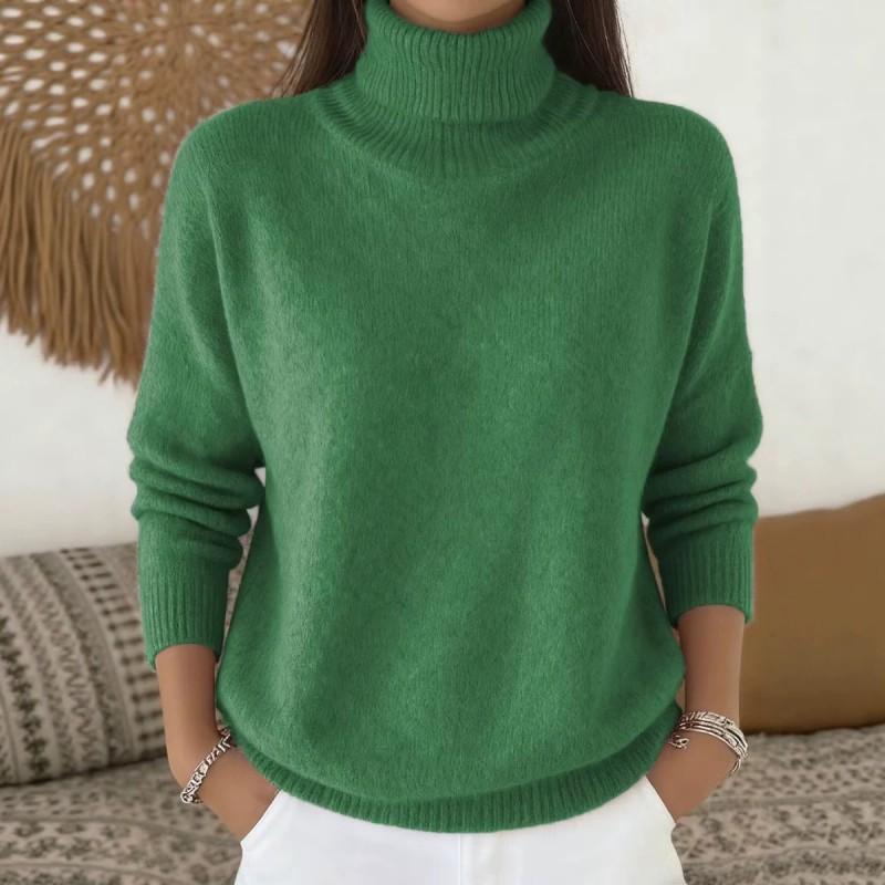 Womens Solid Color High Neck Knit Sweater Fall Winter 2026 Casual Elegant Pullover Lightweight Warm