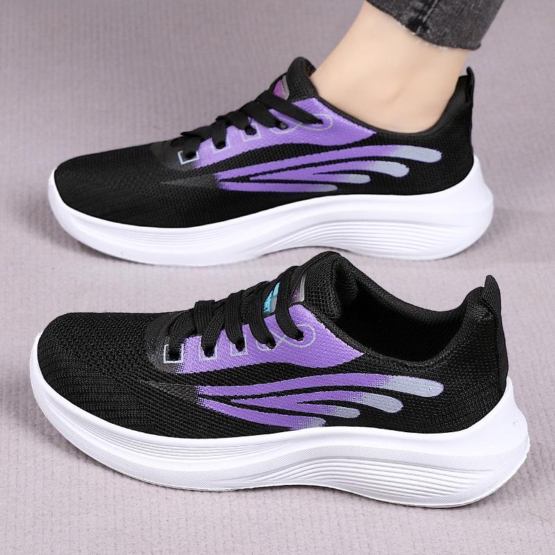 

Весенне-осенние летящие тканые одинарные туфли на мягкой подошве, универсальные, дышащие, повседневные женские спортивные туфли, нескользящие туфли на шнуровке 40 чёрный