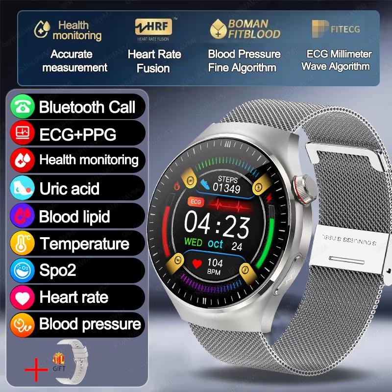 2025 Neue Präzise Blutfette Harnsäure Smartwatch Für Männer EKG+PPG Uhr Outdoor Sport Bluetooth Anruf Gesundheit Smartwatches