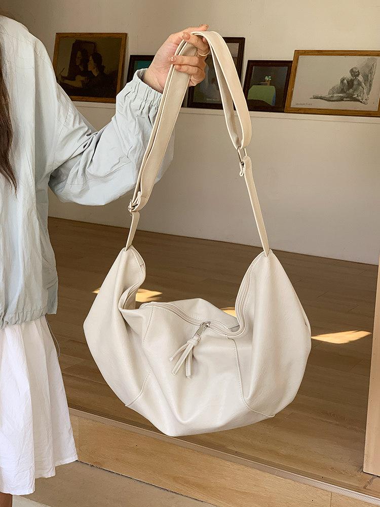 Retro Soft PU Leather Women's Hobos Shoulder Bags Large Capacity Female Dumpling Bag Simple Casual Crossbody Bag Tote Handbags