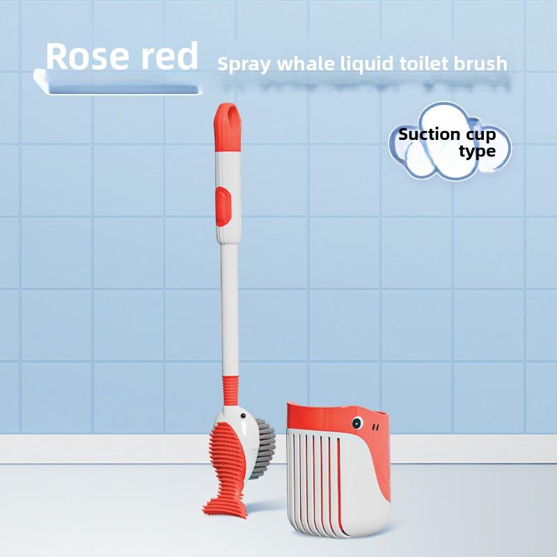 Liquid Injection Silicone Toilet Brush with Suction Cup Holder Strong Cleaning No Dead Corners