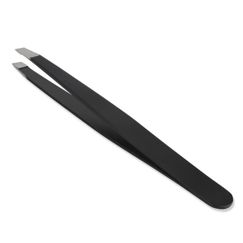 20pcs Stainless Steel Pink Slanted Black Tip Point Hair Removal Eyebrow Tweezers Harmless Face Makeup Beauty Tool