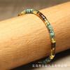 Tiger Eye Turquoise Tube Bead Bracelet – Gold Accent Adjustable Boho Jewelry, Courage Protection Gift for Men & Women