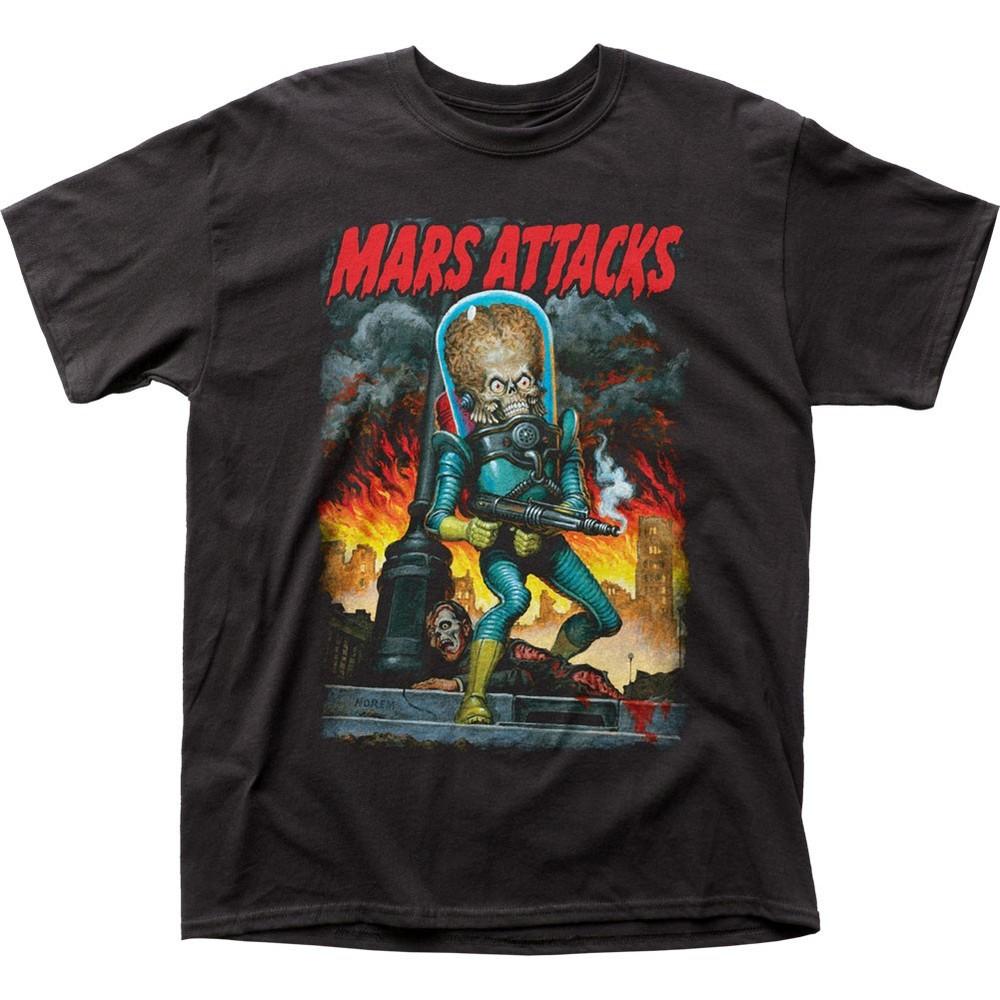 

Mars Attacks City Destruction Mens T Shirt Classic Pop Culture Movie Tee Black Unisex T-Shirt XXXL