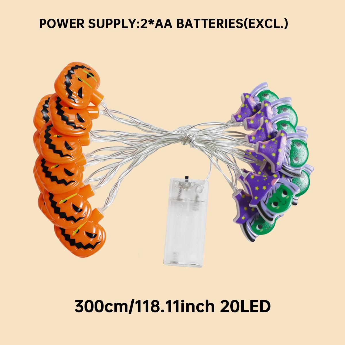 

1PC 20 LED Halloween Witch & Pumpkin String Lights Battery Powered For Home Yard Room Bedroom Table Tree Holiday Party Decor 3M20LED теплый белый