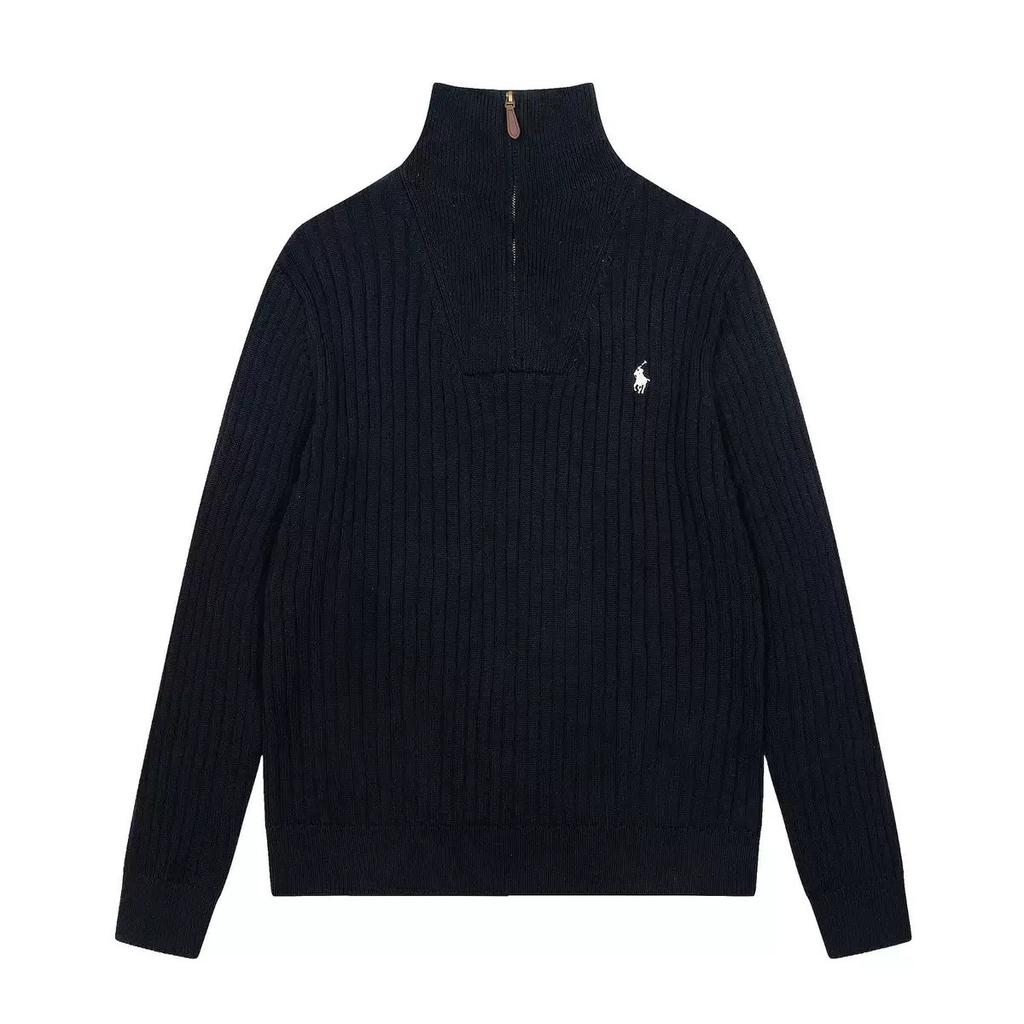 Long Sleeves Sweater Jacket Korean Embroidery Pullover Knitting Fashion Half Zipper Knitted Tops