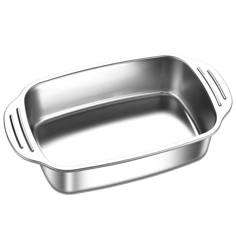 Stainless Steel Cooking Pan, Heavy-Duty Metal Food Serving Plate - Kitchenware
