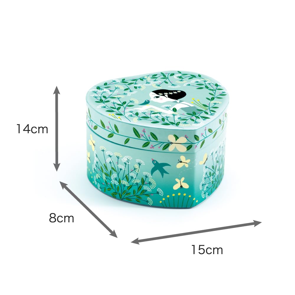 DJECO Jeco Budding Dancer Jewelry Box Music Box Accessory Case Heart Cute Montessori Age 4 5 6 7 8 9 10 11 Girls Women Kindergarten Entrance Gift