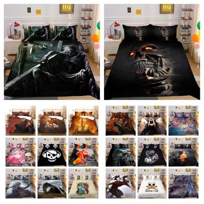 Fundas nórdicas con estampado de calavera, colchas de microfibra tamaño King, ropa de cama para el hogar, juego de cama a la moda para niño
